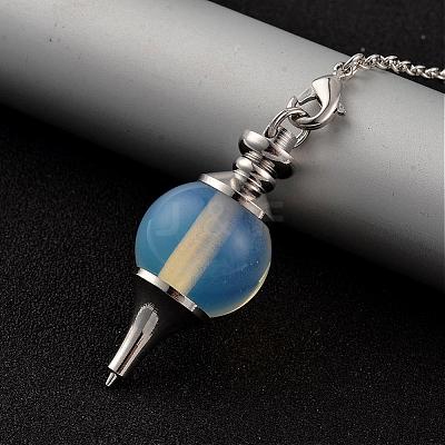 Natural & Synthetic Mixed Stone Sphere Dowsing Pendulums BJEW-E292-A-1