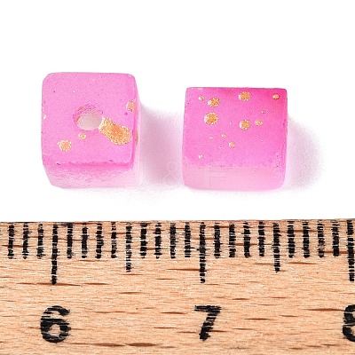 Frosted Glass Beads with Golden Glitter Powder DGLA-NH001-6mm-01H-1