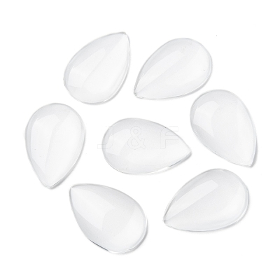 Transparent Teardrop Glass Cabochons X-GGLA-R024-30x20-1