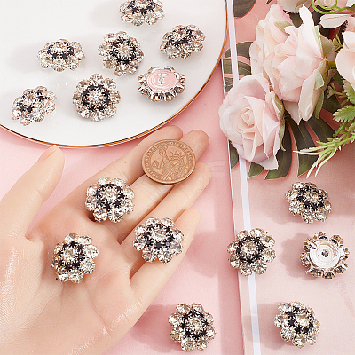 16Pcs 1-Hole Alloy Rhinestone Shank Buttons BUTT-GF0003-60-1
