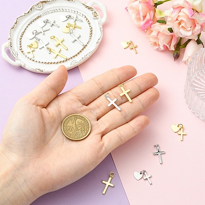 8Pcs 4 Styles Rack Plating Brass Pendants KK-YW0004-10-1