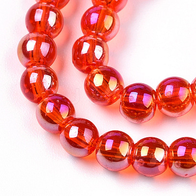 Electroplate Transparent Glass Beads Strands GLAA-T032-T4mm-AB09-1