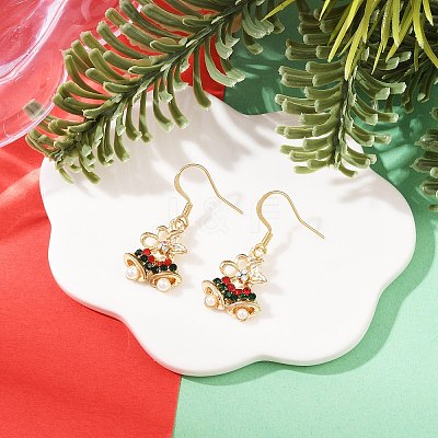 Christmas Theme Alloy Rhinestone Dangle Earrings EJEW-JE06627-03-1