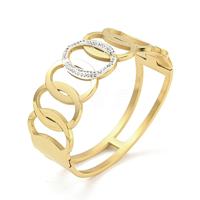 304 Stainless Steel Pave Crystal Rhinestone Hollow Out Hinged Bangles for Women BJEW-D044-07B-G-1
