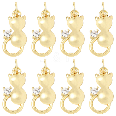 10Pcs Brass Pave Cubic Zirconia Pendants KK-BBC0022-58-1