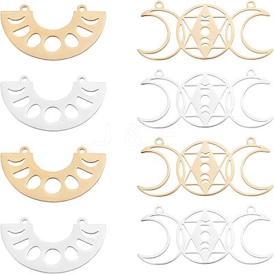 16Pcs 4 Style 201 Stainless Steel Pendant Links STAS-DC0002-64-1