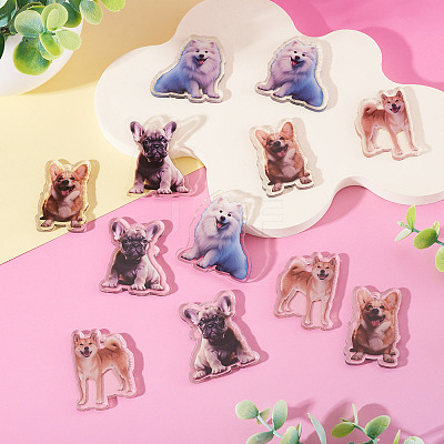 12Pcs 4 Styles Printed Acrylic Pendants OACR-TA0004-14B-1