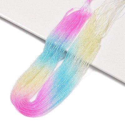 Transparent Gradient Color Glass Beads Strands GLAA-G101-2mm-07-1
