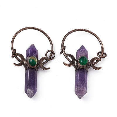 Natural Amethyst Double Terminal Pointed Big Pendants G-D483-01AB-1