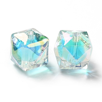 Two Tone UV Plating Rainbow Iridescent Acrylic Beads TACR-D010-02A-1