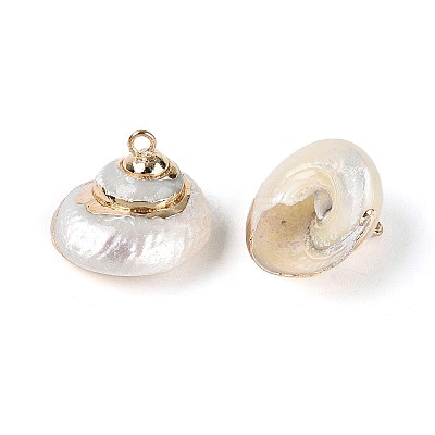 Electroplate Natural Spiral Shell Pendants SSHEL-N042-09-1