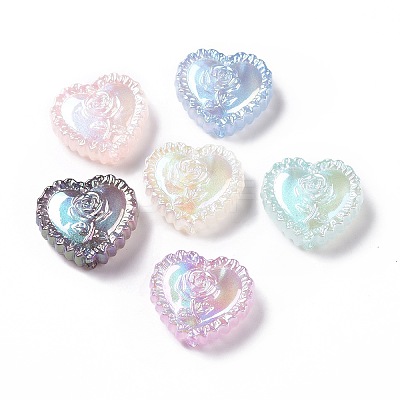UV Plating Rainbow Iridescent Acrylic Beads OACR-E007-03-1