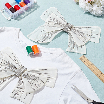 Big Bowknot Decorative Organza Embroidered Collar Trim AJEW-WH0518-41A-1