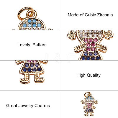 6Pcs 2 Style Brass Micro Pave Cubic Zirconia Pendants KK-SZ0003-86-1