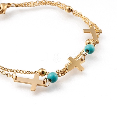 304 Stainless Steel Multi-strand Bracelets STAS-D152-04G-1