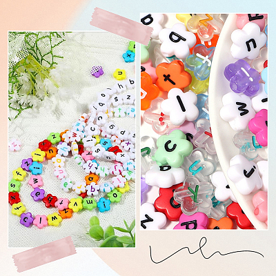 300Pcs Opaque Spray Painted Acrylic Beads SACR-SP0001-06-1