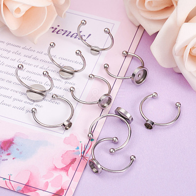 9Pcs 3 Styles 304 Stainless Steel Cuff Pad Ring Settings STAS-PJ0001-16P-1