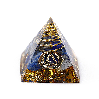 Chakra Pattern Orgonite Pyramid Resin Display Decorations G-PW0005-03F-1