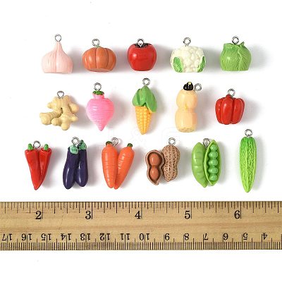 32Pcs 16 Styles Resin Iron Pendants RESI-FS0002-26-1