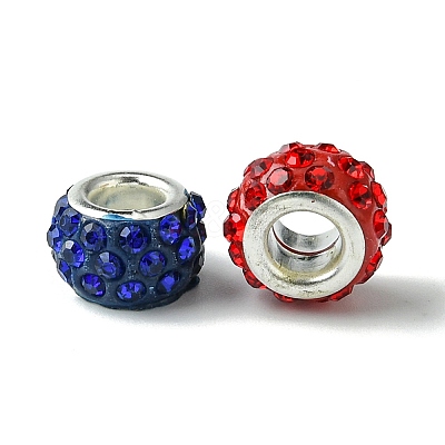 60Pcs 12 Colors Polymer Clay Rhinestone European Beads CPDL-FS0001-02-1