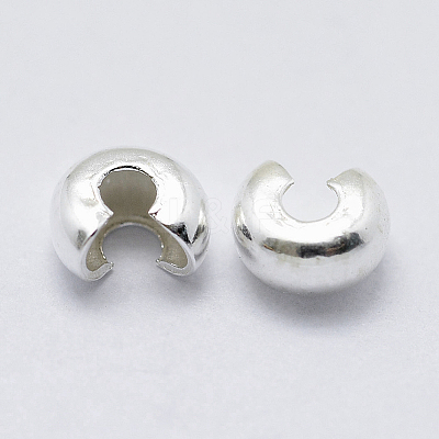 925 Sterling Silver Crimp Beads Cover STER-G027-27S-4mm-1