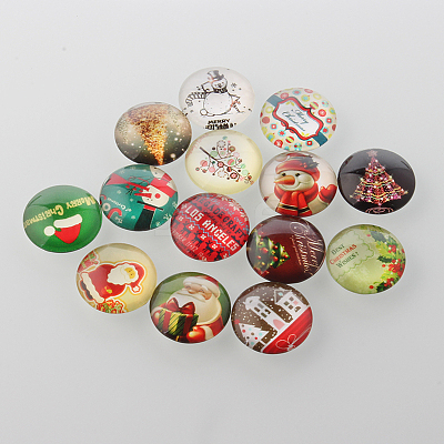Christmas Ornaments Half Round/Dome Christmas Photo Glass Cabochons GGLA-A002-12mm-KK-1