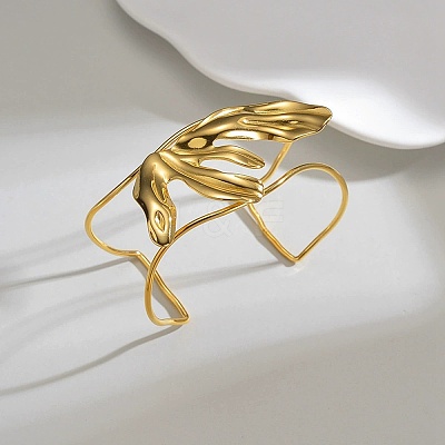 304 Stainless Steel Cuff Bangles for Women BJEW-M082-07G-1