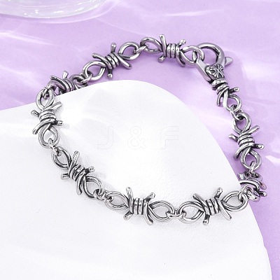 316 Surgical Stainless Steel Large Barbed Wire Link Chain Bracelets for Men Women BJEW-Q349-17AS-1