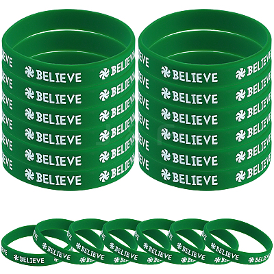 12Pcs Christmas Themed Silicon Cord Bracelets BJEW-CN0001-07-1