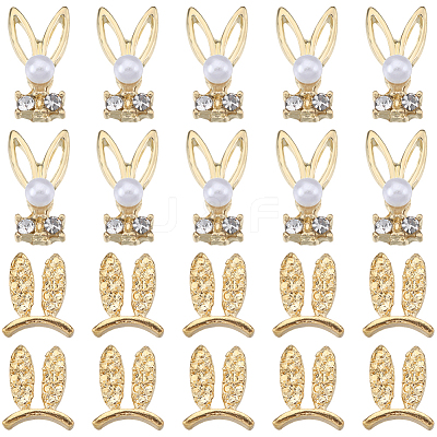 60Pcs 2 Styles Rabbit Alloy Rhinestone Cabochons MRMJ-SC0001-16-1