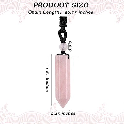 Natural Rose Quartz Bullet Pendant Necklace JN1043F-1