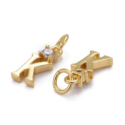 Brass Micro Pave Clear Cubic Zirconia Pendants ZIRC-Z011-35K-1