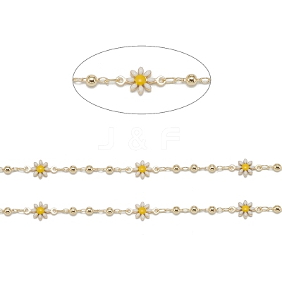 Handmade Golden Brass Enamel Link Chains CHC-K011-20G-1