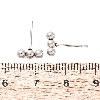 Tarnish Resistant 201 Stainless Steel Beaded Horizontal Bar Stud Earrings with 316 Stainless Steel Pin for Women X-STAS-K238-01P-1