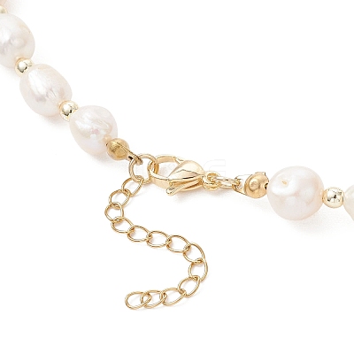 Natural Cultured Freshwater Pearl Two Sides Polished Beaded Necklaces NJEW-JN05731-1