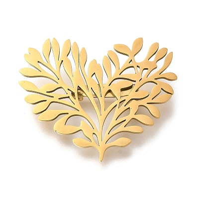 Heart Shaped Tree of Life 201 Stainless Steel Brooch for Women STAS-B076-08P-01-1