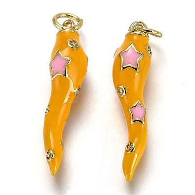 Brass Enamel Pendants KK-B026-15G-D-1