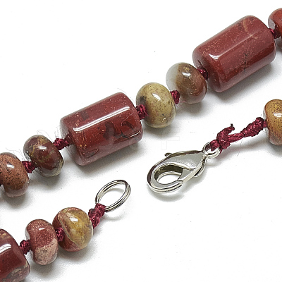 Natural Red Rainbow Jasper Beaded Necklaces NJEW-S392-19-1