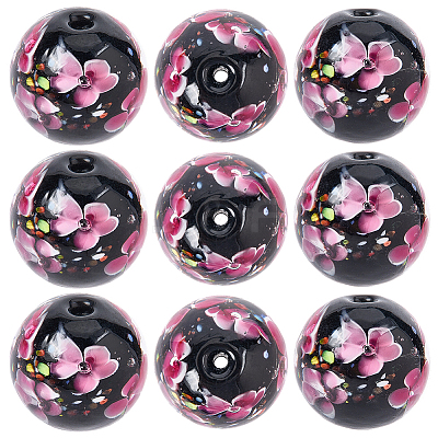 10Pcs Handmade Inner Flower Lampwork Beads LAMP-PA0001-02B-1