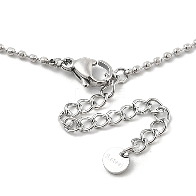 304 Stainless Steel Cubic Zirconia Teardrop & Flat Round Bib Ball Chain Necklaces for Women NJEW-F328-11P-03-1