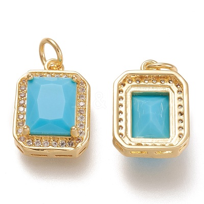 Brass Glass Charms ZIRC-F116-09D-G-1