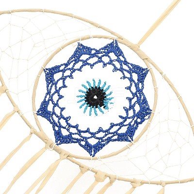 Iron Woven Web/Net with Feather Pendant Decorations LS-AJEW-B016-07B-1