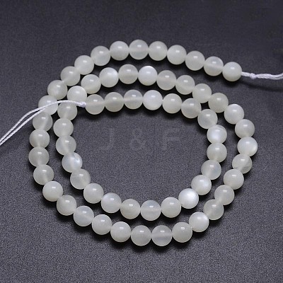 Natural White Moonstone Round Bead Strands G-M262-6mm-04-1