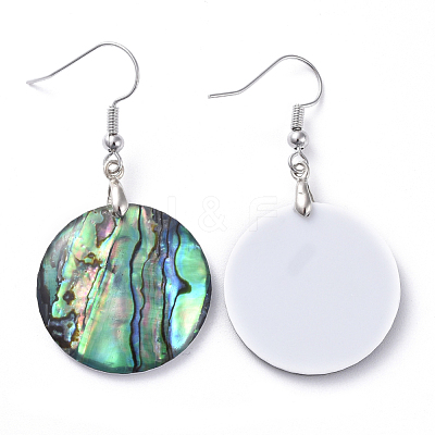 Abalone Shell/Paua Shell Dangle Earrings EJEW-K081-02E-1