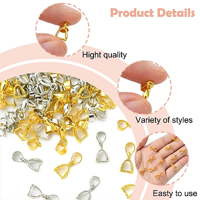100Pcs 2 Colors Brass Ice Pick Pinch Bails IFIN-FS0001-48-1