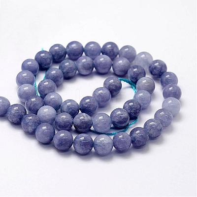 Natural White Jade Imitation Aquamarine Beads Strands G-F364-15-8mm-1