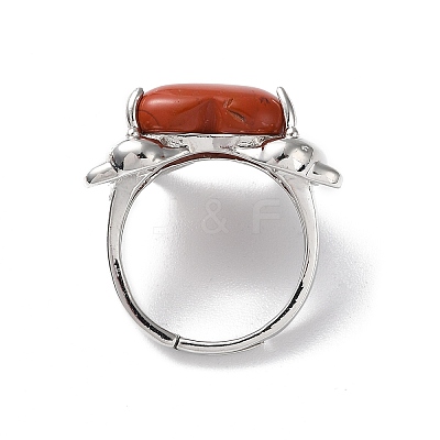 Natural Red Jasper Dolphin & Heart Adjustable Rings RJEW-K241-02P-05-1