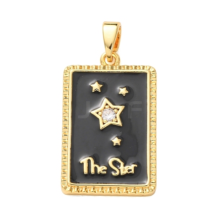 Brass Micro Pave Clear Cubic Zirconia Pendants KK-C264-09G-1