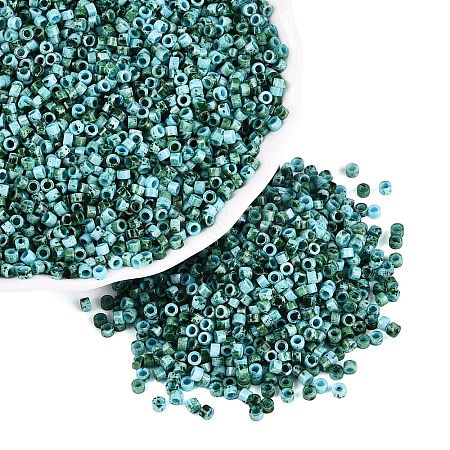 Opaque Picasso Cylinder Glass Beads SEED-Q039-06A-16-1