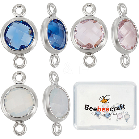 9Pcs 3 Colors Brass Cubic Zirconia Connector Charms FIND-BBC0004-17B-1